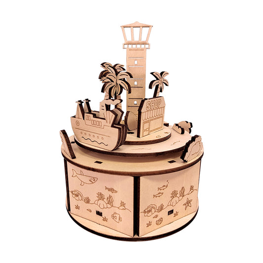 The Age Of Navigation Rotational Music Box 3D Mechanical Wooden Puzzle