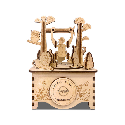 Animal Paradise Rotational Music Box 3D Mechanical Wooden Puzzle
