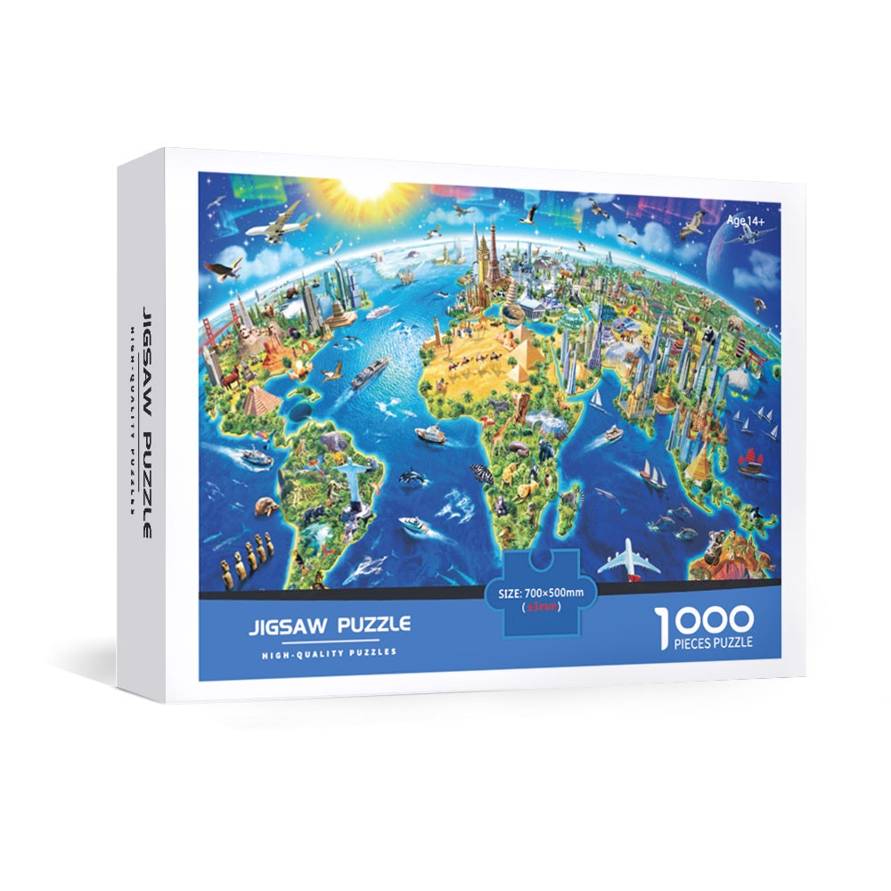 World Landmarks Map Jigsaw Puzzle 1000pcs 70*50cm