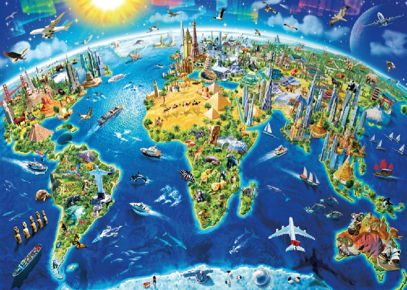 World Landmarks Map Jigsaw Puzzle 1000pcs 70*50cm