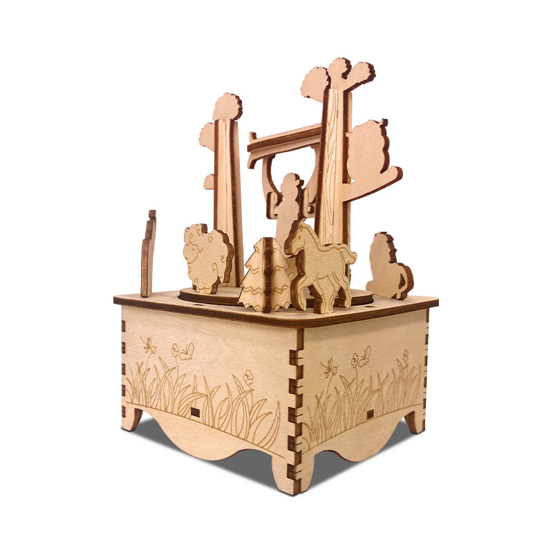 Animal Paradise Rotational Music Box 3D Mechanical Wooden Puzzle
