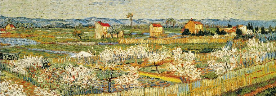 Vincent Van Gogh - Pêchers en fleurs, 1886 artwork Panoramic Jigsaw Puzzle 1000pcs 98*34