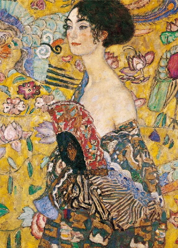 Lady with a Fan is an oil painting by Gustav Klimt,  1918 artwork Jigsaw Puzzle 1000pcs 70*50cm