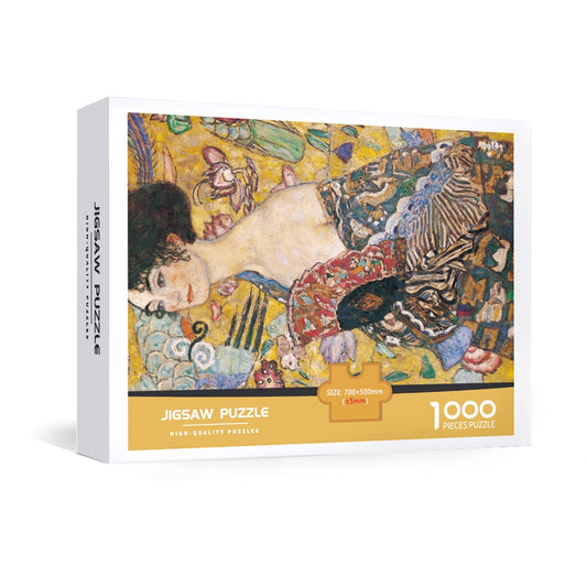 Lady with a Fan is an oil painting by Gustav Klimt,  1918 artwork Jigsaw Puzzle 1000pcs 70*50cm