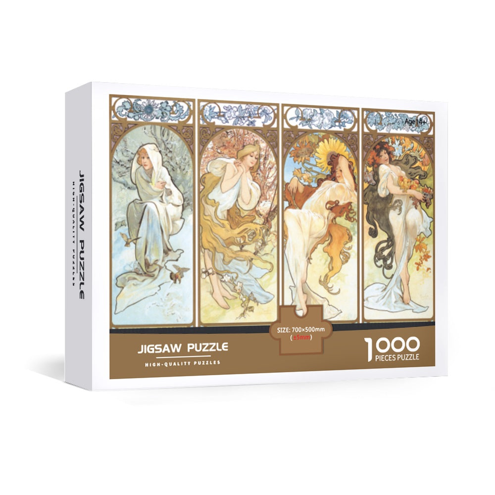 Alphonse Mucha Four Seasons, 1879 artwork Jigsaw Puzzle 1000pcs 70*50cm