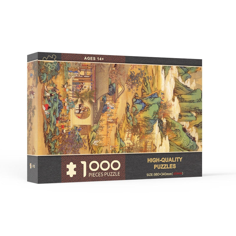 Ancient Chinese Village Panoramic Jigsaw Puzzle 1000pcs 98*34