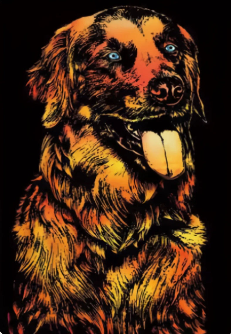 Golden Retriever Scratch Painting Paper Set Large