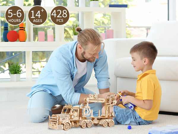 The Truck Crane 3D Mechanical Wooden Puzzle Large