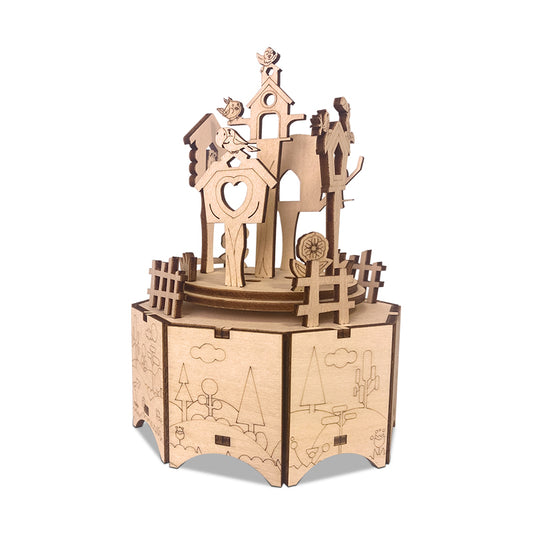 Bird Paradise Rotational Music Box 3D Mechanical Wooden Puzzle