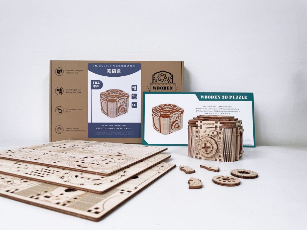 Cipher Box 3D Mechanical Wooden Puzzle