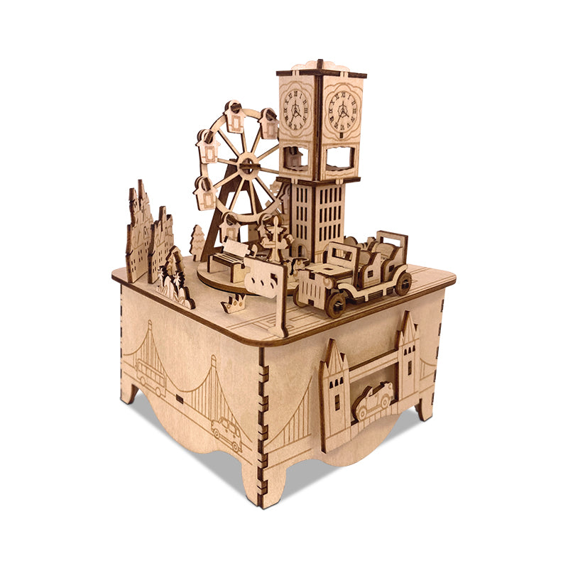 London Landscape Rotational Music Box 3D Mechanical Wooden Puzzle