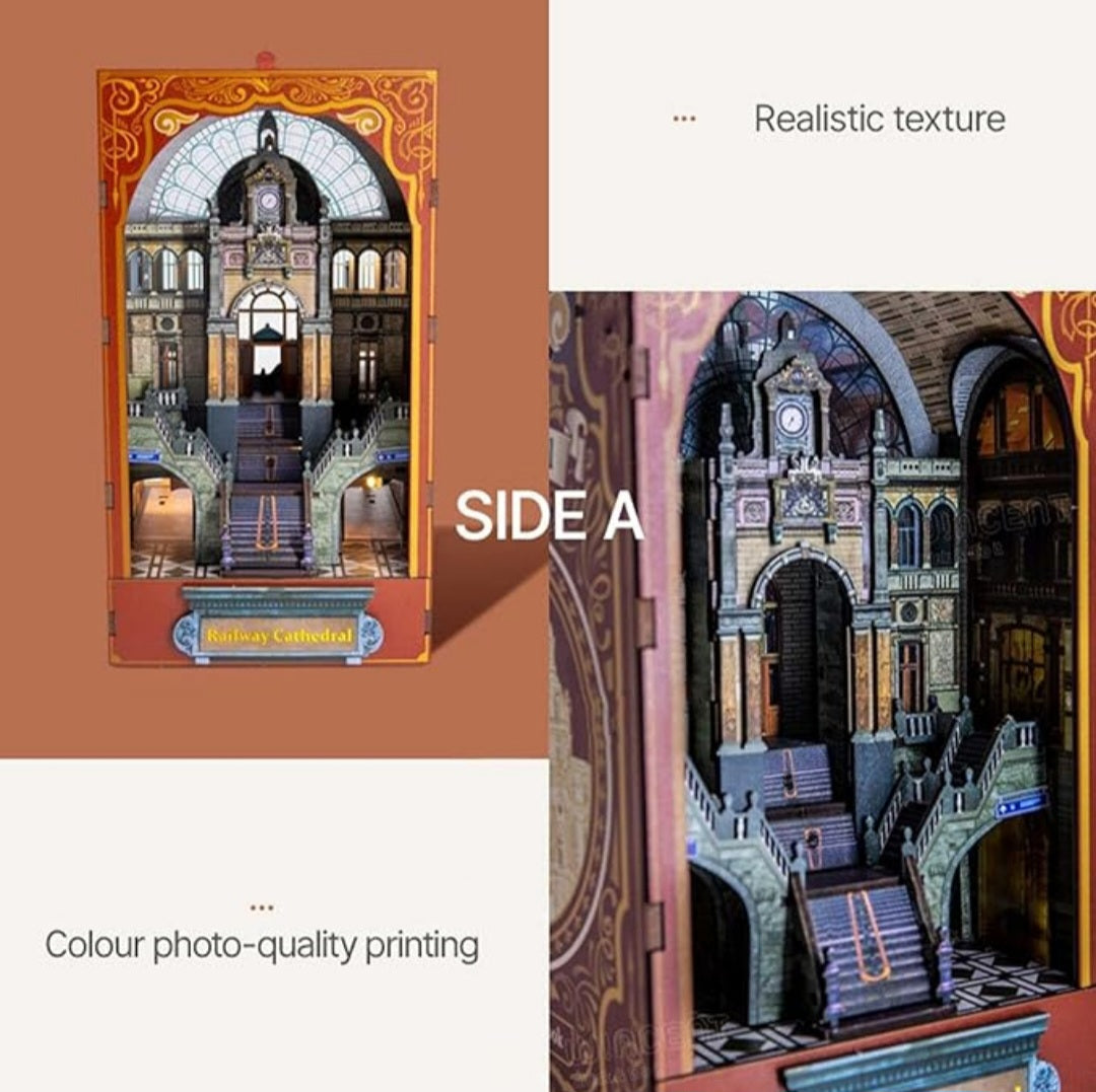 Railway Cathedral Double Sided DIY Miniature Book Nook