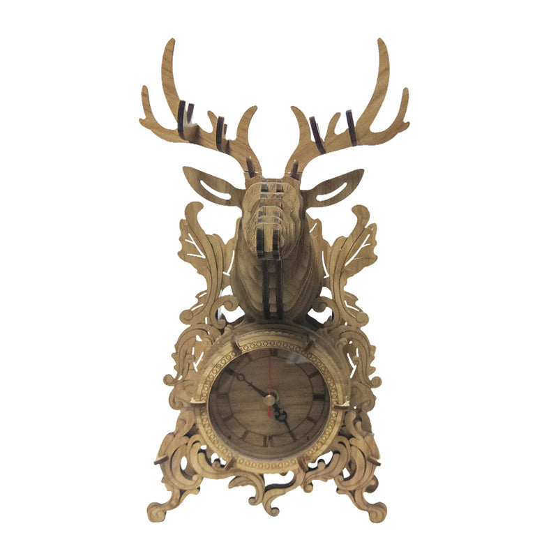 Elk Desk Clock 3D Mechanical Wooden Puzzle