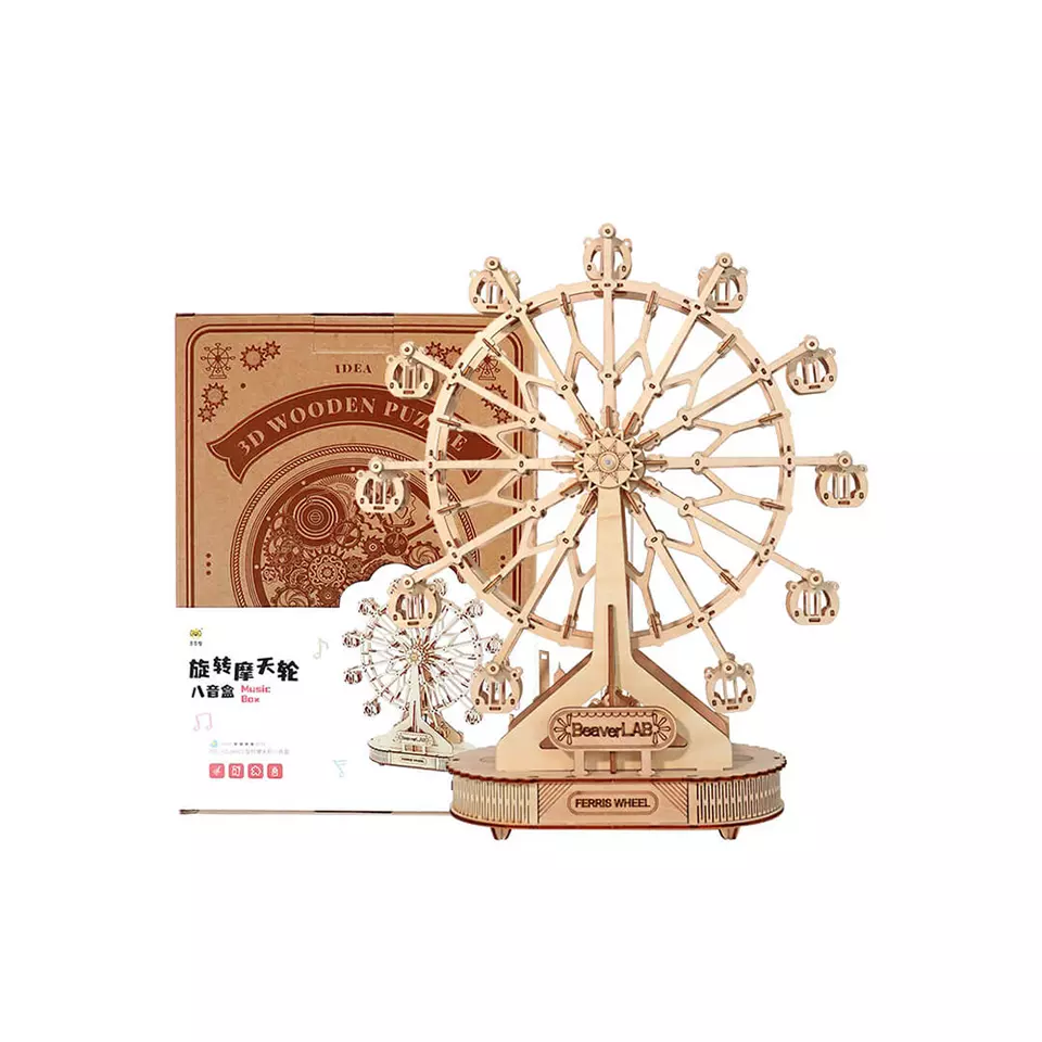 Ferris Wheel With Music Box 3D Mechanical Wooden Puzzle Large