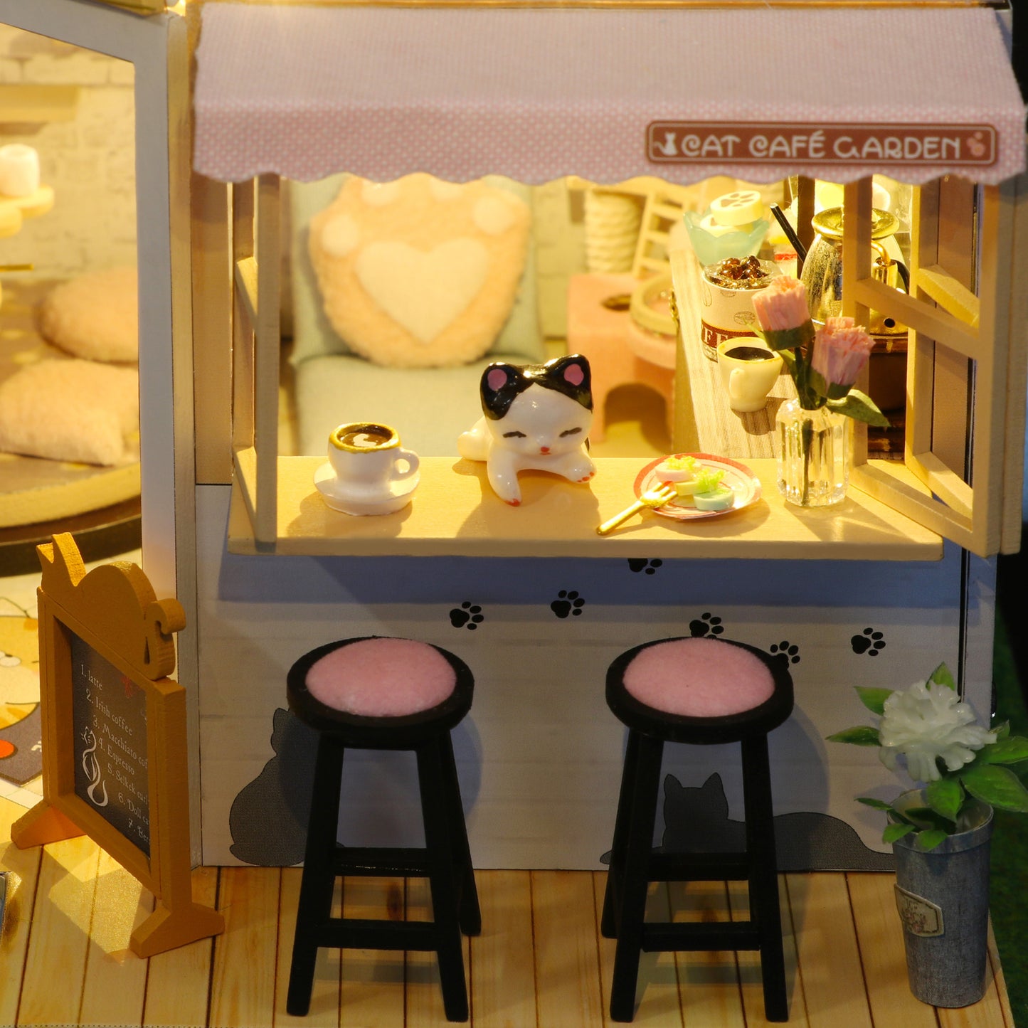 Cat Cafe Garden DIY Miniature House