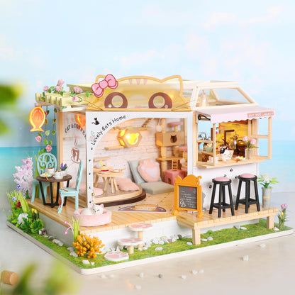 Cat Cafe Garden DIY Miniature House