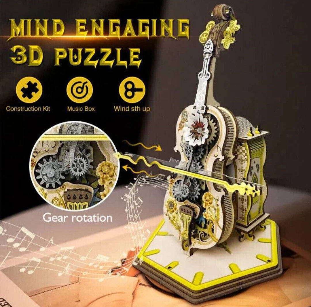 Cello Virtuoso Music Box 3D Mechanical Wooden Puzzle