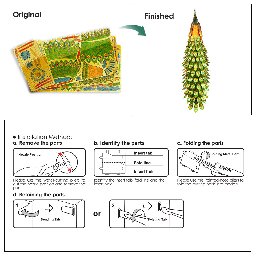 Colorful Peacock 3D Metal Puzzles