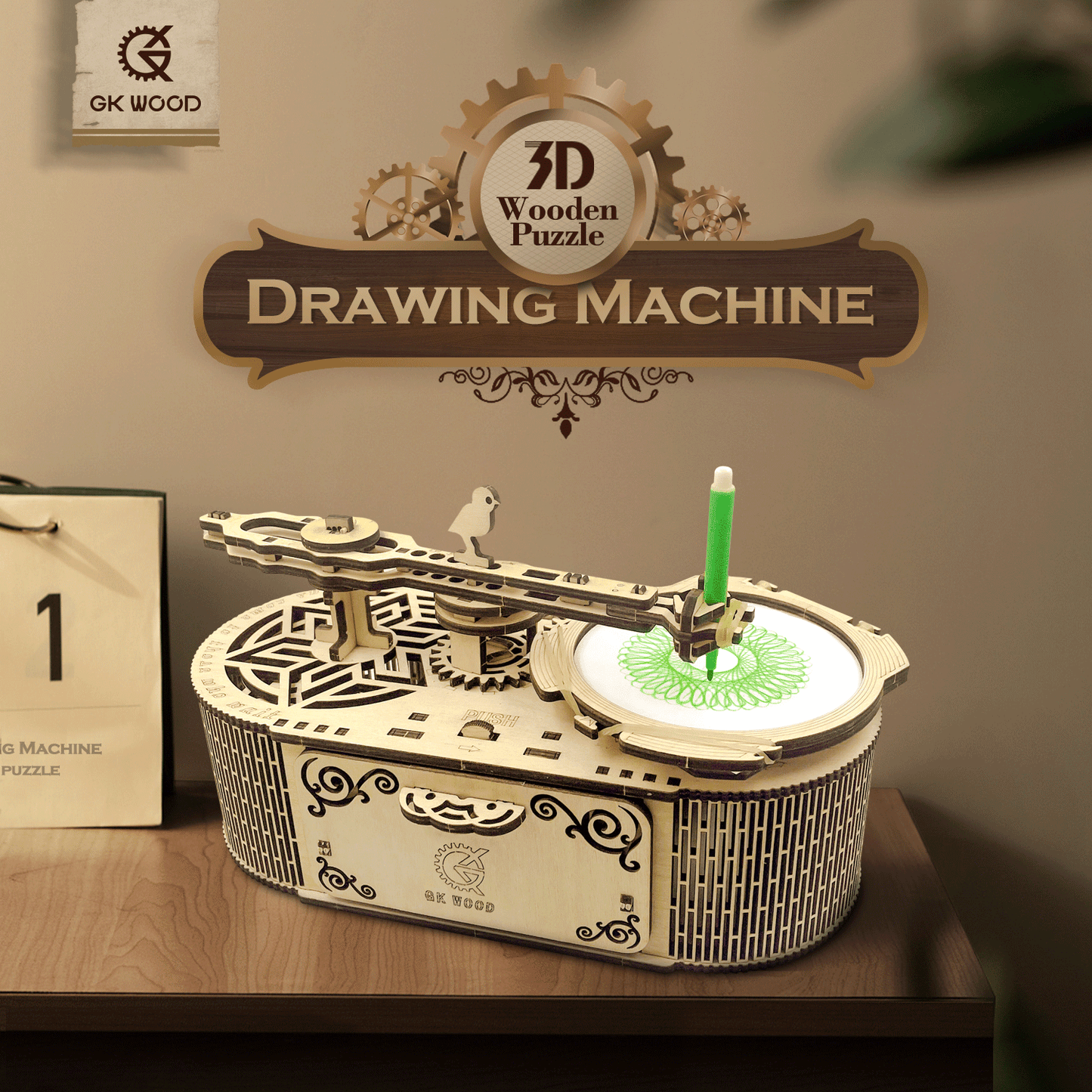 Drawing Machine V2 3D Mechanical Wooden Puzzle