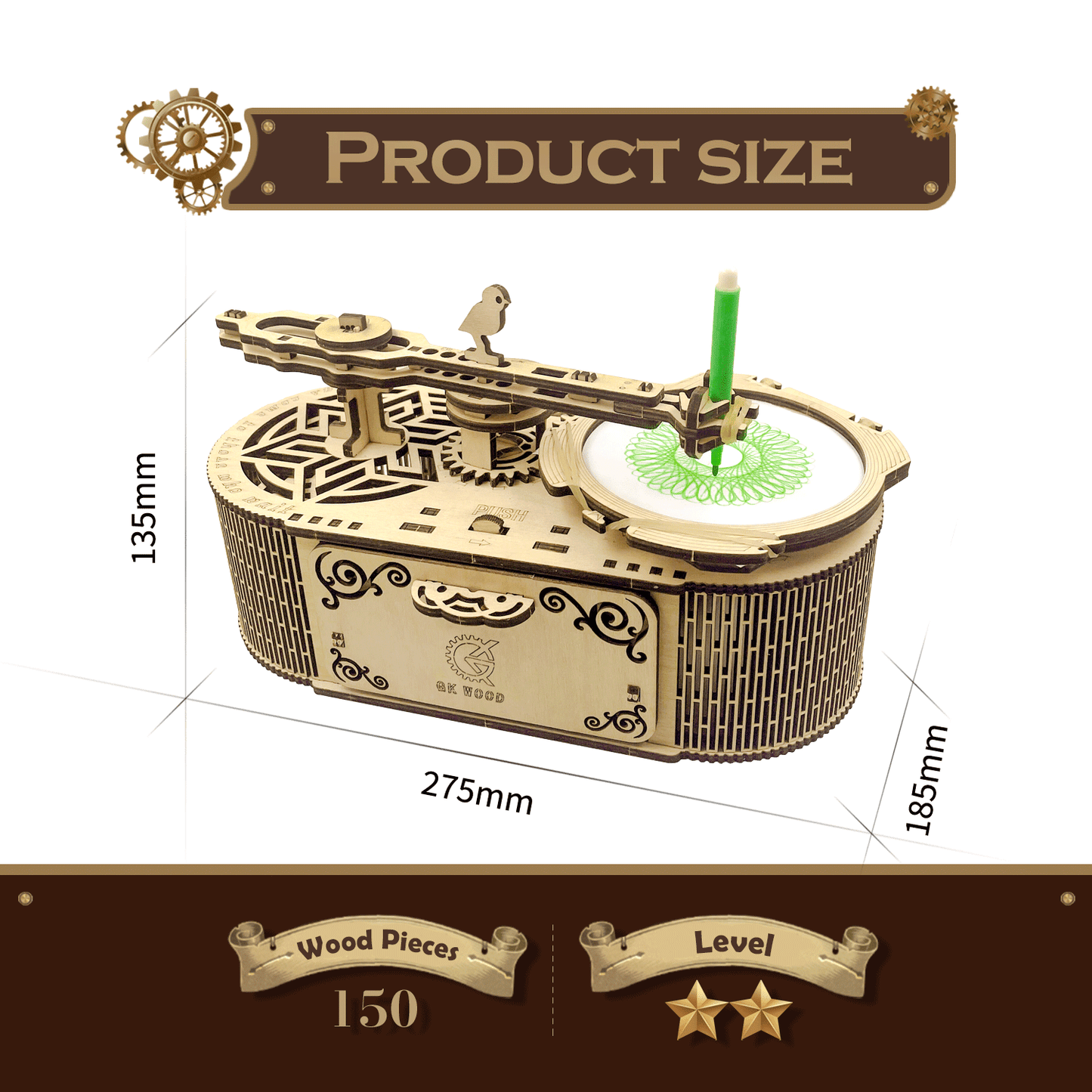 Drawing Machine V2 3D Mechanical Wooden Puzzle