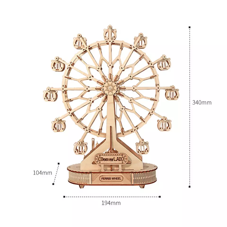 Ferris Wheel With Music Box 3D Mechanical Wooden Puzzle Large