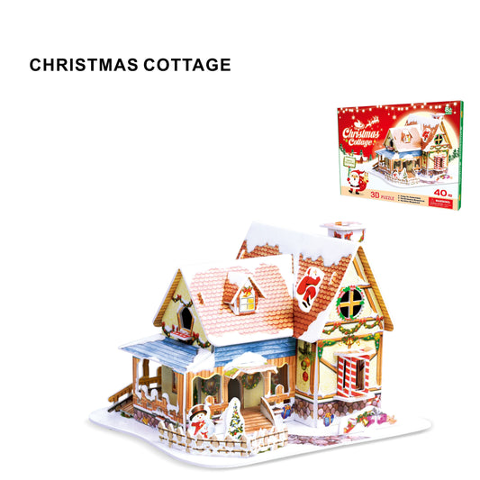 Red Christmas Cottage 3D Puzzle