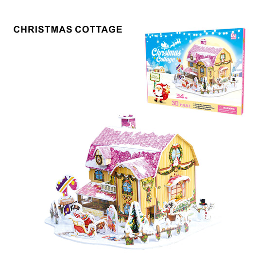 Pink Christmas Cottage 3D Puzzle