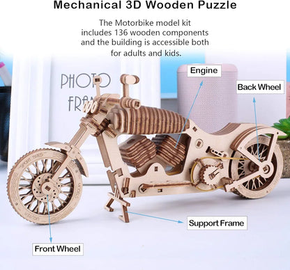 Motorcycle 3D Mechanical Wooden Puzzle