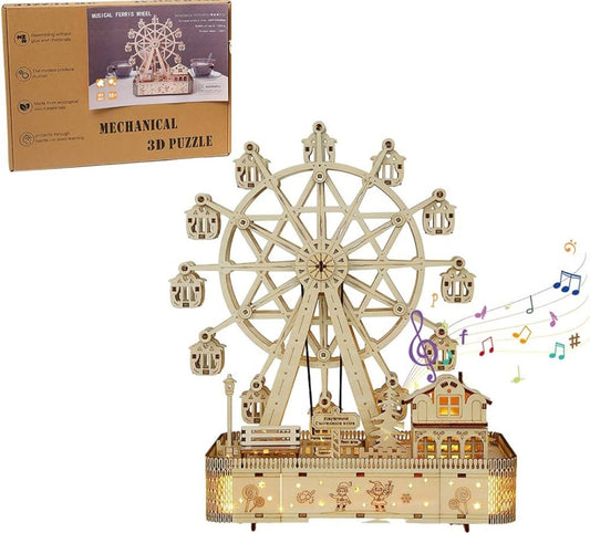 Ferris Wheel With Music Box And Lights 3D Mechanical Wooden Puzzle Large