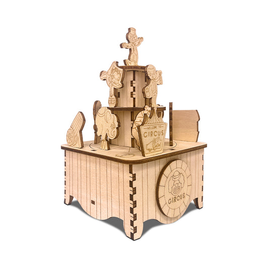 Circus Rotational Music Box 3D Mechanical Wooden Puzzle