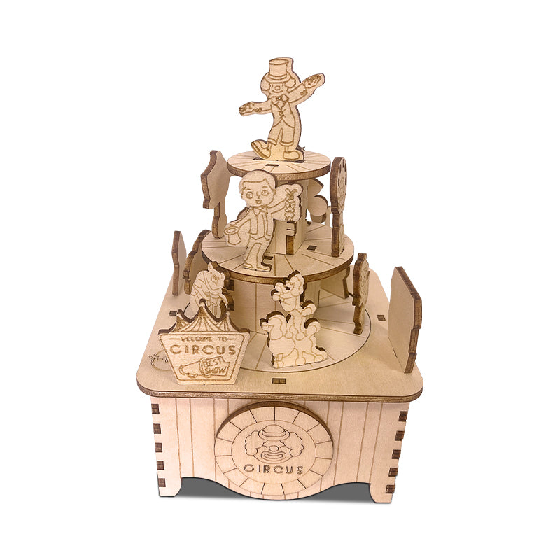 Circus Rotational Music Box 3D Mechanical Wooden Puzzle