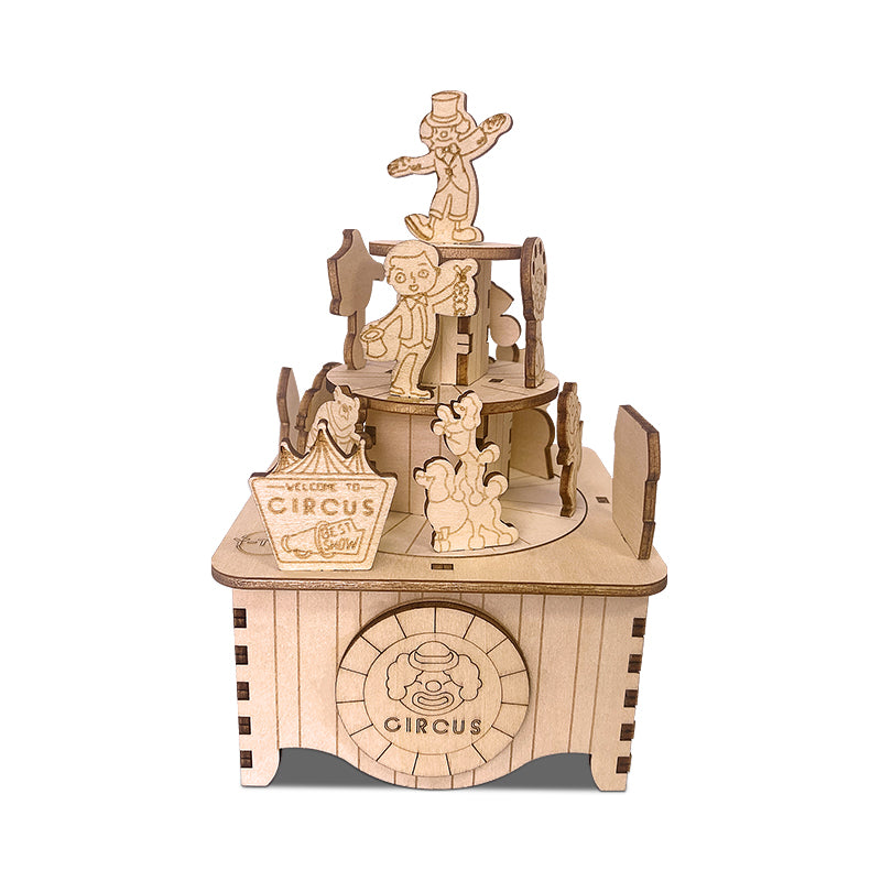 Circus Rotational Music Box 3D Mechanical Wooden Puzzle