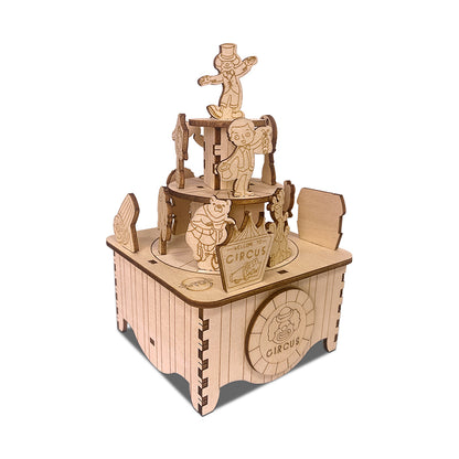 Circus Rotational Music Box 3D Mechanical Wooden Puzzle