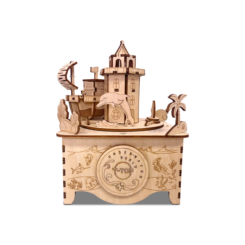 Dream Ocean Rotational Music Box 3D Mechanical Wooden Puzzle