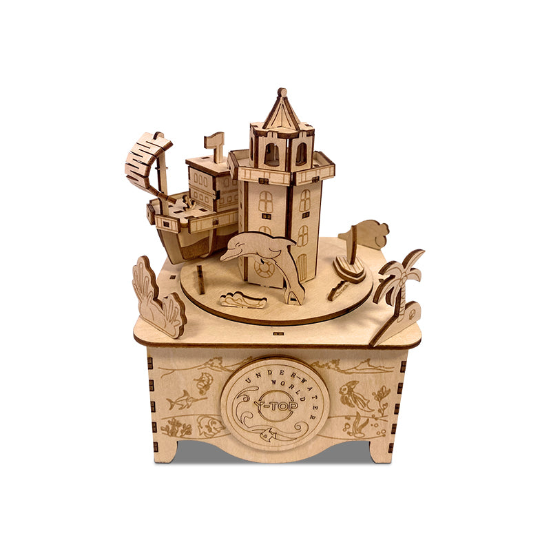 Dream Ocean Rotational Music Box 3D Mechanical Wooden Puzzle