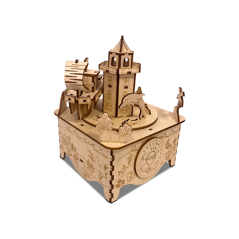 Dream Ocean Rotational Music Box 3D Mechanical Wooden Puzzle