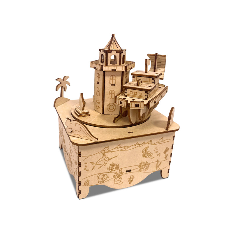 Dream Ocean Rotational Music Box 3D Mechanical Wooden Puzzle