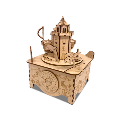 Dream Ocean Rotational Music Box 3D Mechanical Wooden Puzzle