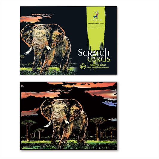 Elephant Scratch Painting Paper Set Large