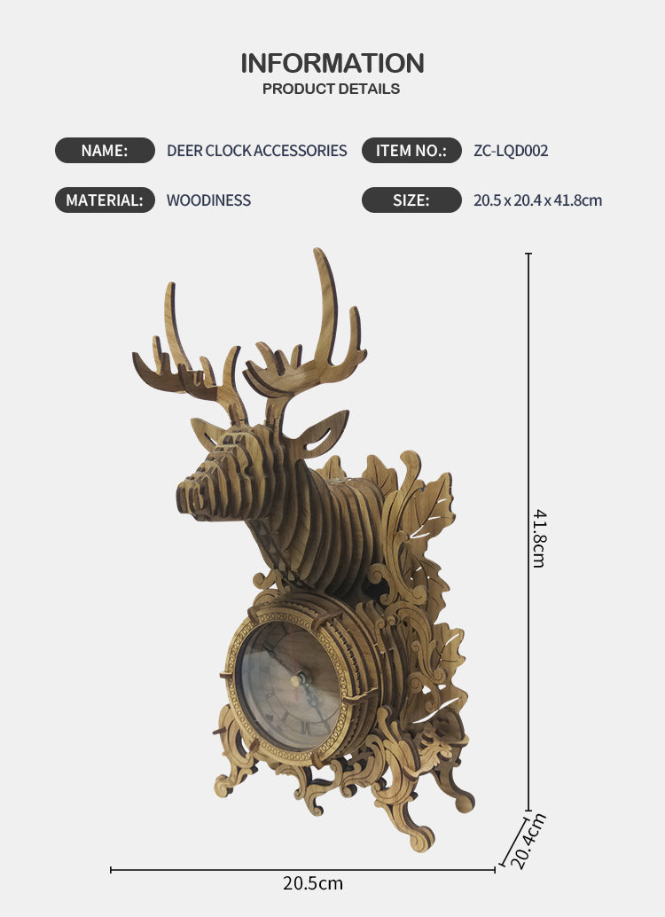 Elk Desk Clock 3D Mechanical Wooden Puzzle