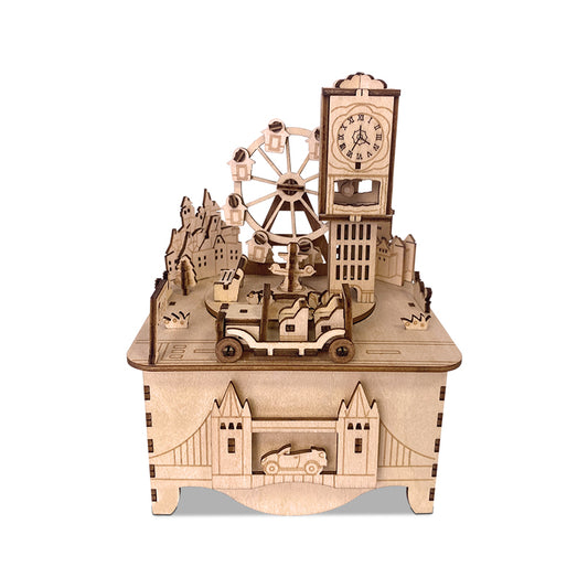 London Landscape Rotational Music Box 3D Mechanical Wooden Puzzle