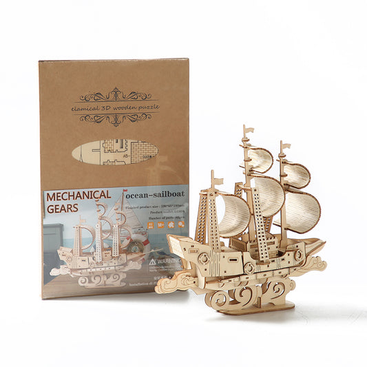 Ocean Sail Boat 3D Wooden Puzzle