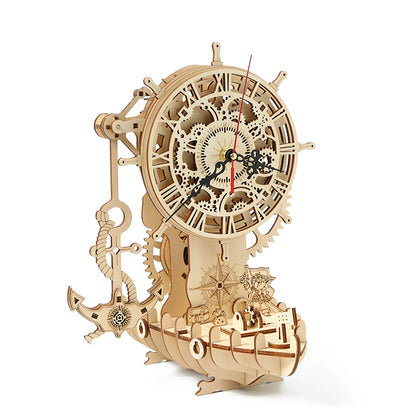 Pirate Clock 3D Mechanical Wooden Puzzle