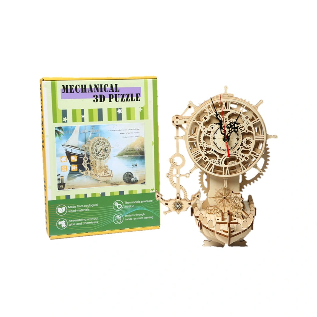 Pirate Clock 3D Mechanical Wooden Puzzle