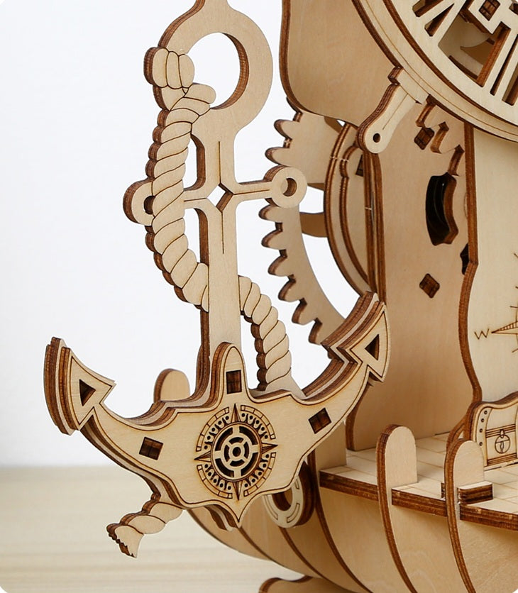 Pirate Clock 3D Mechanical Wooden Puzzle