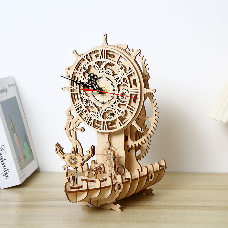 Pirate Clock 3D Mechanical Wooden Puzzle