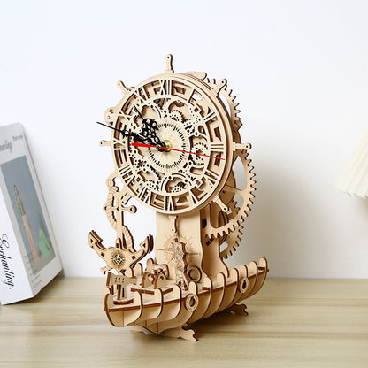 Pirate Clock 3D Mechanical Wooden Puzzle