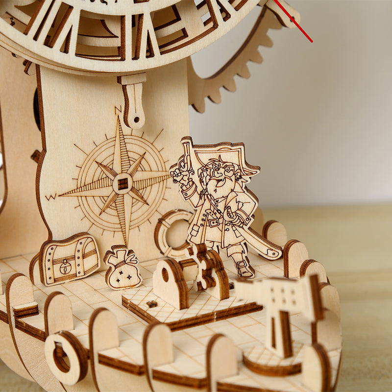 Pirate Clock 3D Mechanical Wooden Puzzle