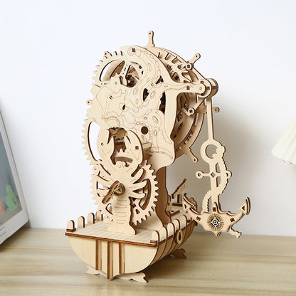 Pirate Clock 3D Mechanical Wooden Puzzle