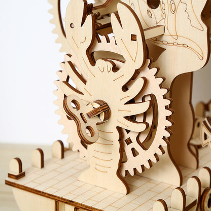 Pirate Clock 3D Mechanical Wooden Puzzle